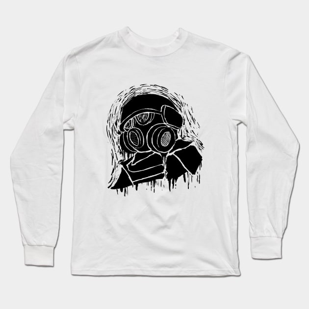 Gas Mask Scribble Long Sleeve T-Shirt by SuperCes